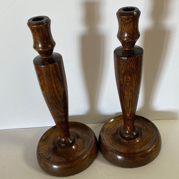 Wooden candlesticks wood grain felt large classic - Picture 4 of 11